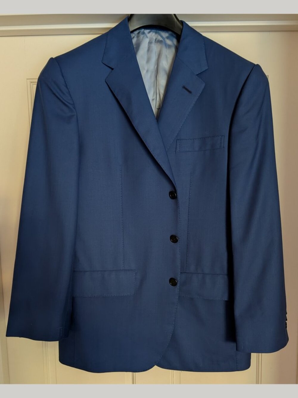 NWOT Lutwyche Savile Row Bespoke Hand-Tailored Blue Wool Sport Coat Jacket US42